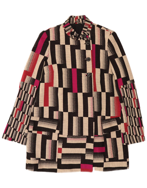 DIANE FURSTENBERG Abrigo para mujer US 12 Lana geométrica multicolor grande