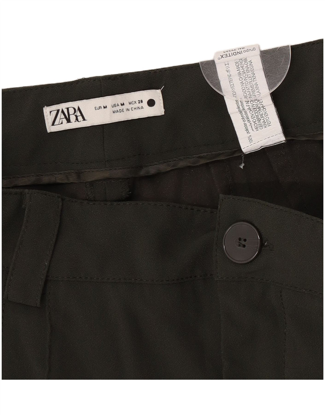 Zara Mujer Pantalones Casuales Pegged Medianos W28 L32 Poliéster Caqui