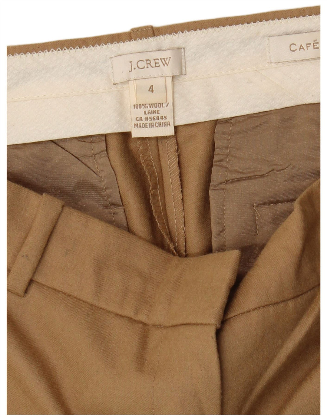 J. CREW Pantalones capri rectos para mujer US 4 Small W30 L26 Lana beige