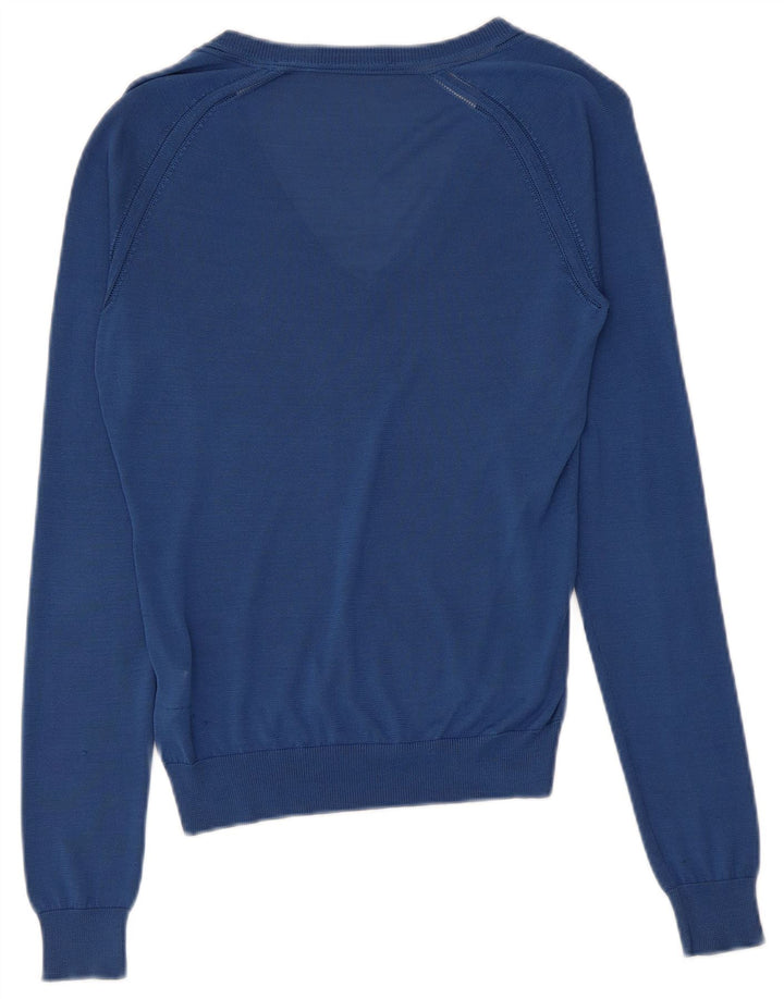 Dsquared2 Jersey con cuello en V para mujer UK 40 Seda azul medio