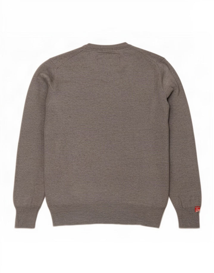 Superdry Jersey con cuello en V para hombre, talla grande, algodón gris