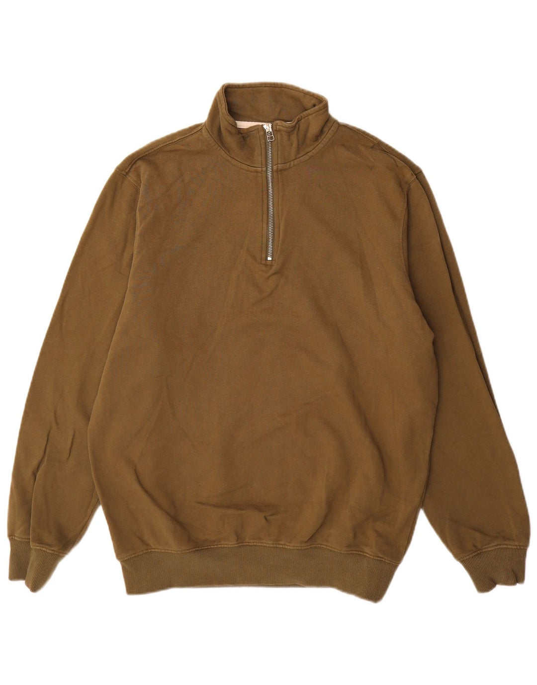 John Lewis Sudadera con Cremallera y Cuello para Hombre Jersey Grande de algodón Caqui