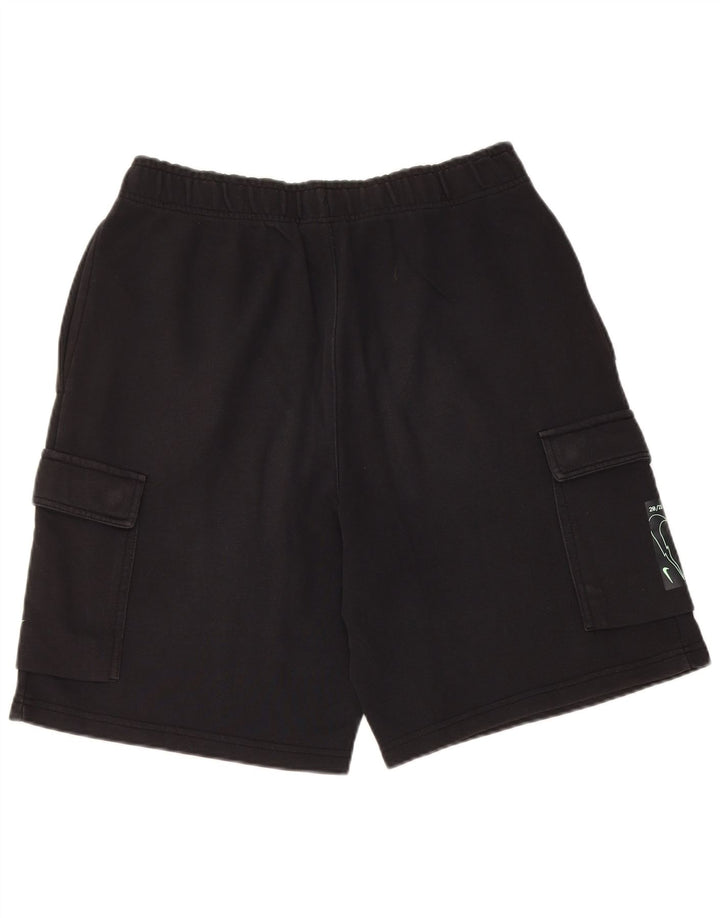 Nike Pantalones cortos deportivos de ajuste estándar para hombre, algodón negro mediano