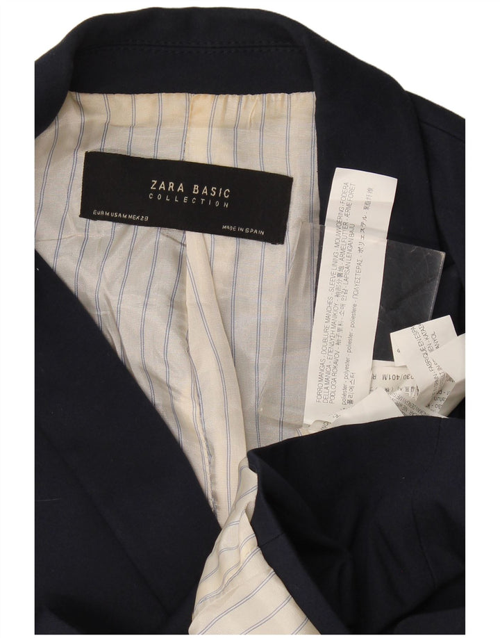 Zara Chaqueta Blazer De 1 Botón Para Mujer UK 42 Poliéster Azul Marino Mediano