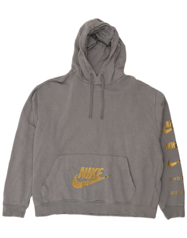 Nike Mujer Swoosh Graphic Sudadera con capucha extragrande UK 20 2XL Gris Deportes