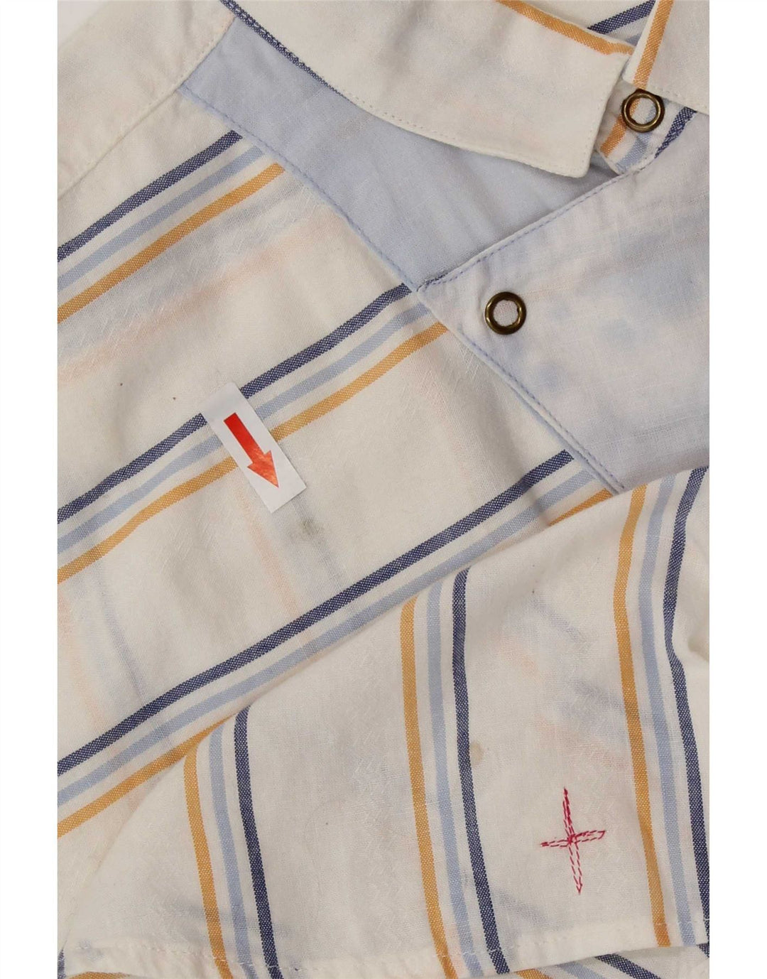Vintage hombres manga corta pullover camisa medio blanco rayas