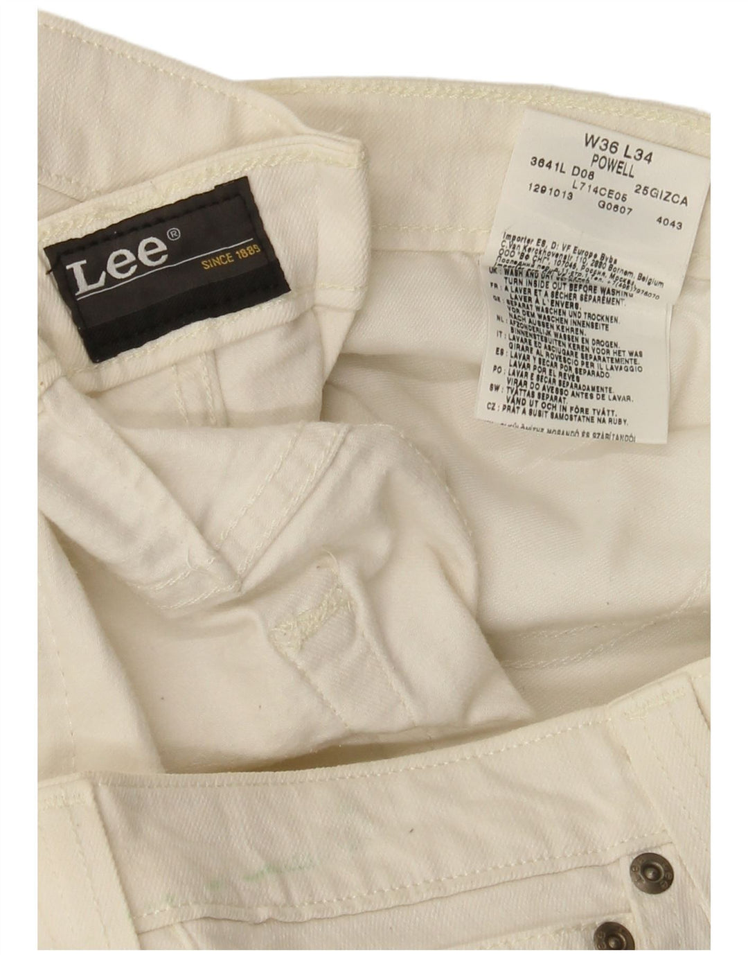 Vaqueros Lee Powell para mujer W36 L33 Algodón blanco