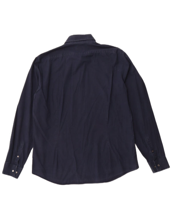 CALVIN KLEIN Camisa ajustada para hombre Talla 16 1/2 Grande Algodón azul marino