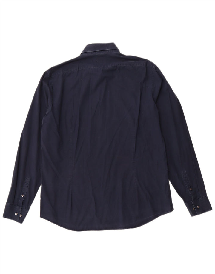 CALVIN KLEIN Camisa ajustada para hombre Talla 16 1/2 Grande Algodón azul marino