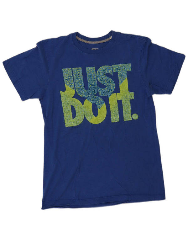 Nike Camiseta con gráfico de corte regular para hombre, talla pequeña, algodón azul