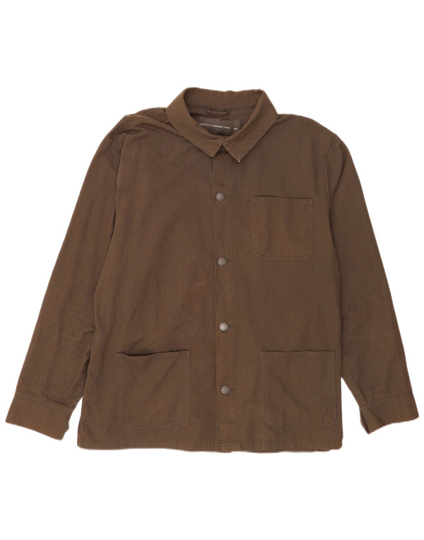 French Connection Camisa Sobrecamisa para Hombre 2XL Algodón Caqui