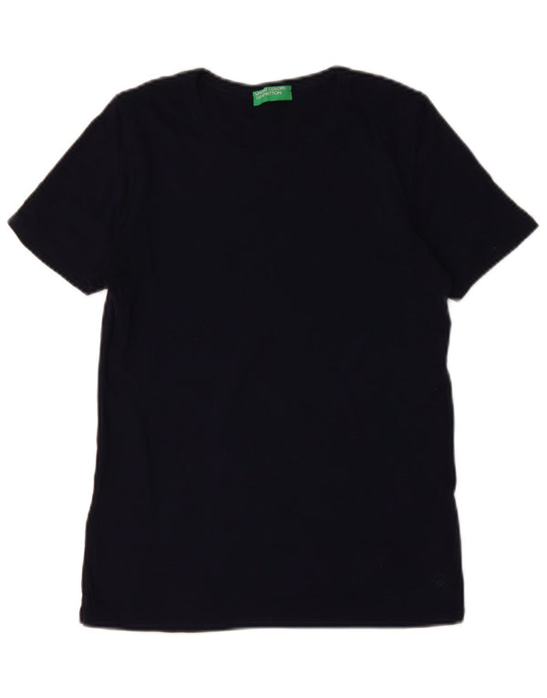 BENETTON Camiseta para mujer Top UK 12 Medium Azul marino Algodón