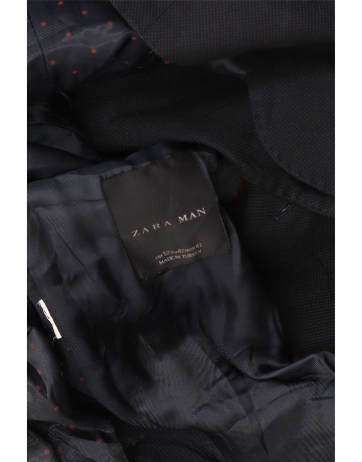 Zara Chaqueta tipo blazer de 2 botones para hombre EU 52 Grande Azul marino