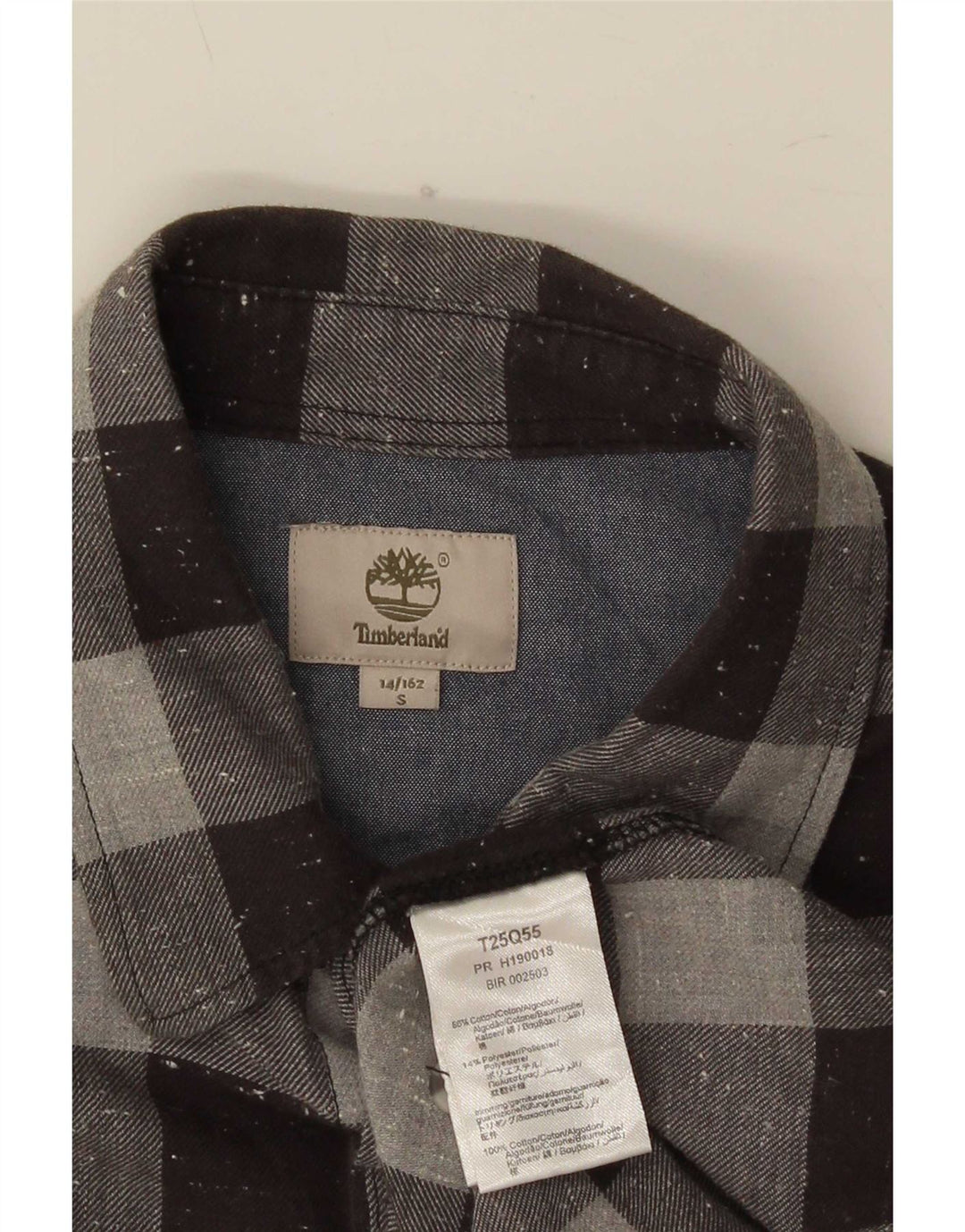 Timberland Camisa de Franela para Niños 13-14 Años Small Gris Vichy Algodón