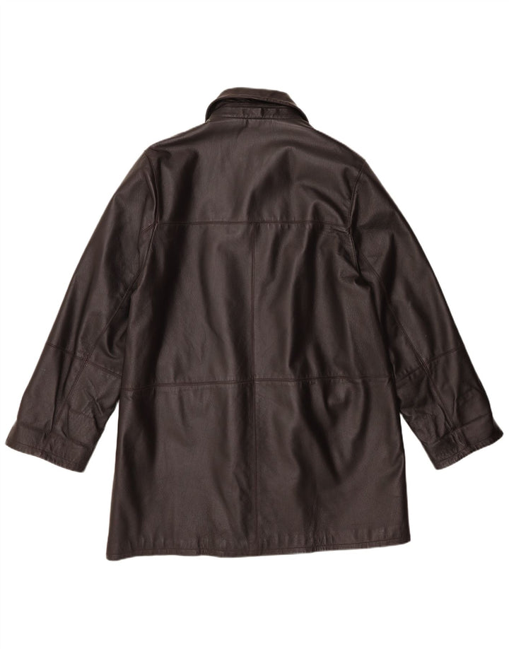 Abrigo de cuero vintage para mujer IT 50 XL cuero marrón