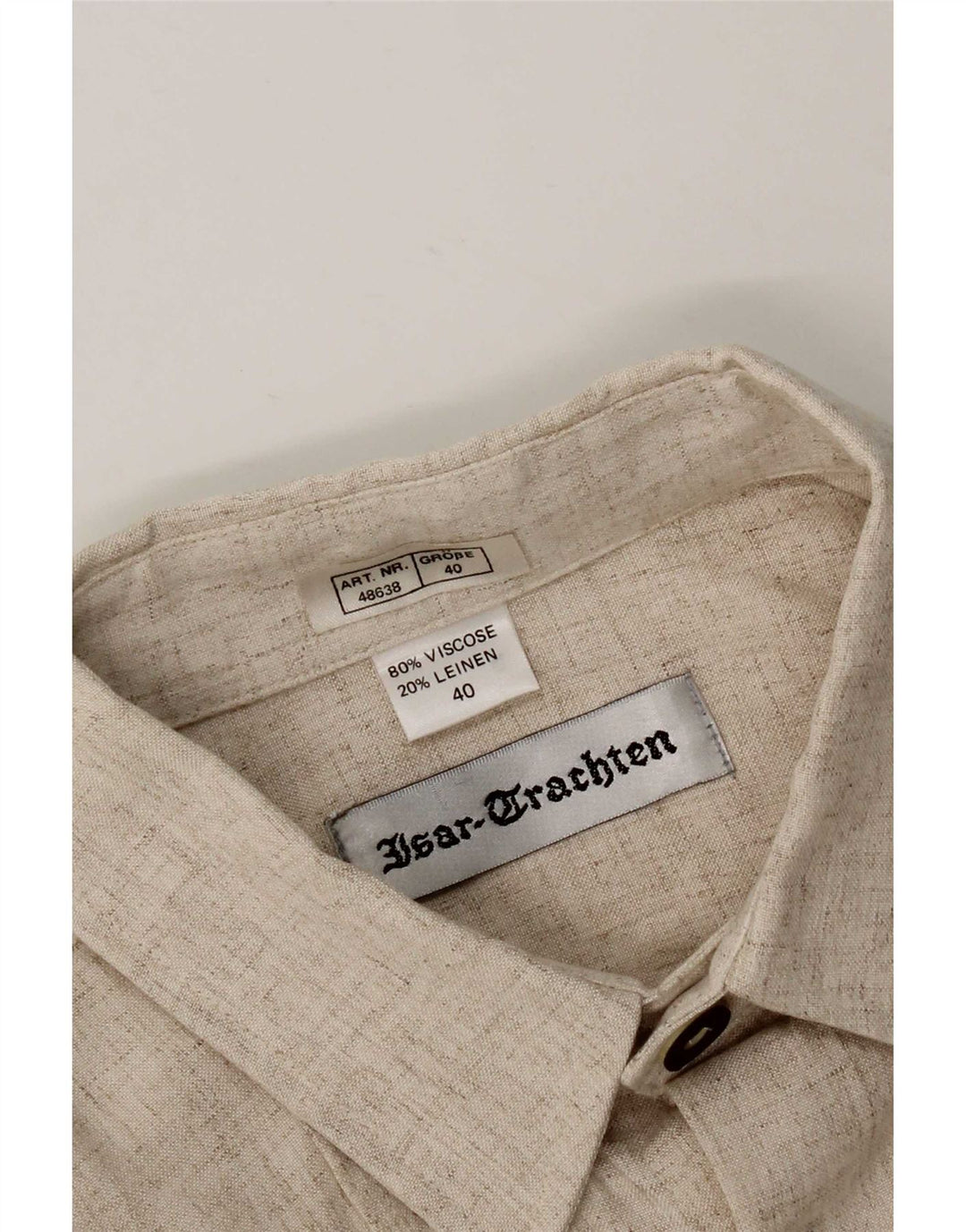 Isar Trachten Camisa gráfica para hombre Talla 40 Viscosa moteada beige mediana