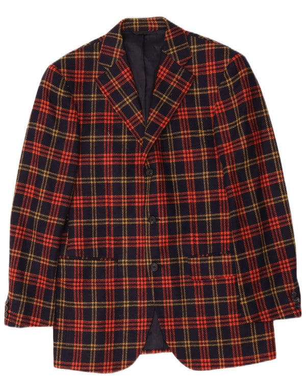 Sutor Mantellassi Chaqueta tipo blazer de 3 botones para hombre IT 46 Small Navy Blue Check