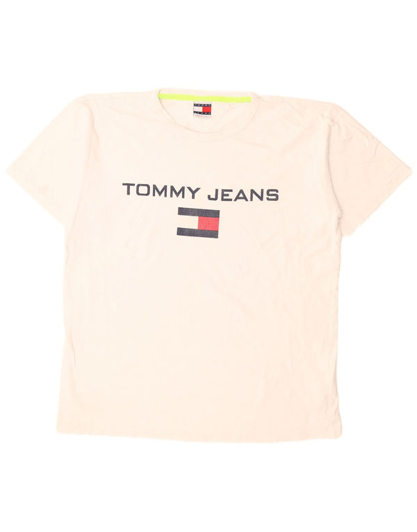 Tommy Hilfiger Camiseta gráfica para hombre Top Medium White Cotton