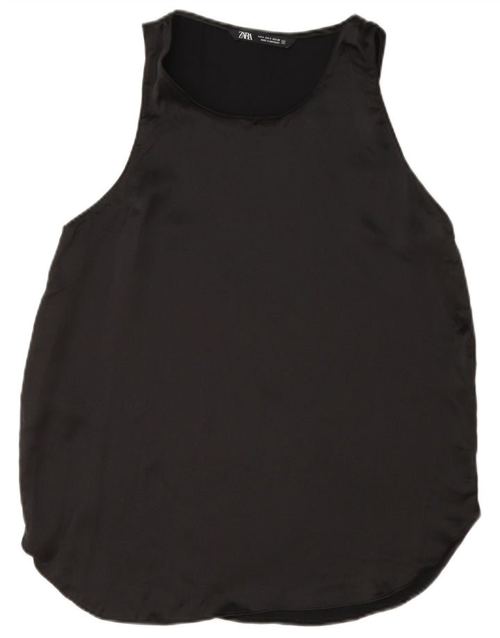 Zara Mujer Blusa Sin Mangas Top UK 10 Small Negro