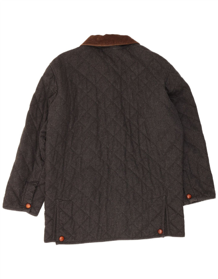 Norton & Wilson Abrigo acolchado para hombre UK 40 Large Gris Colorblock Lana