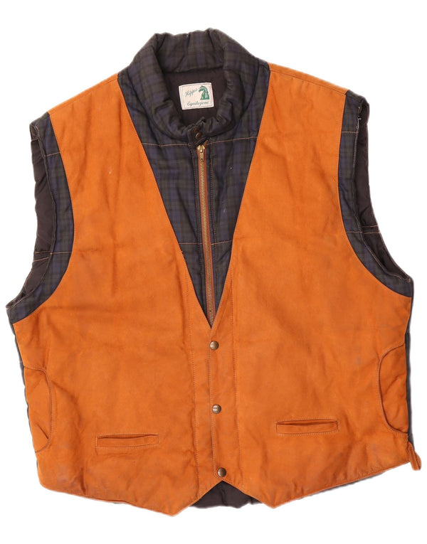 Vintage Mens Riding Padded Gilet UK 42 XL Beige Check