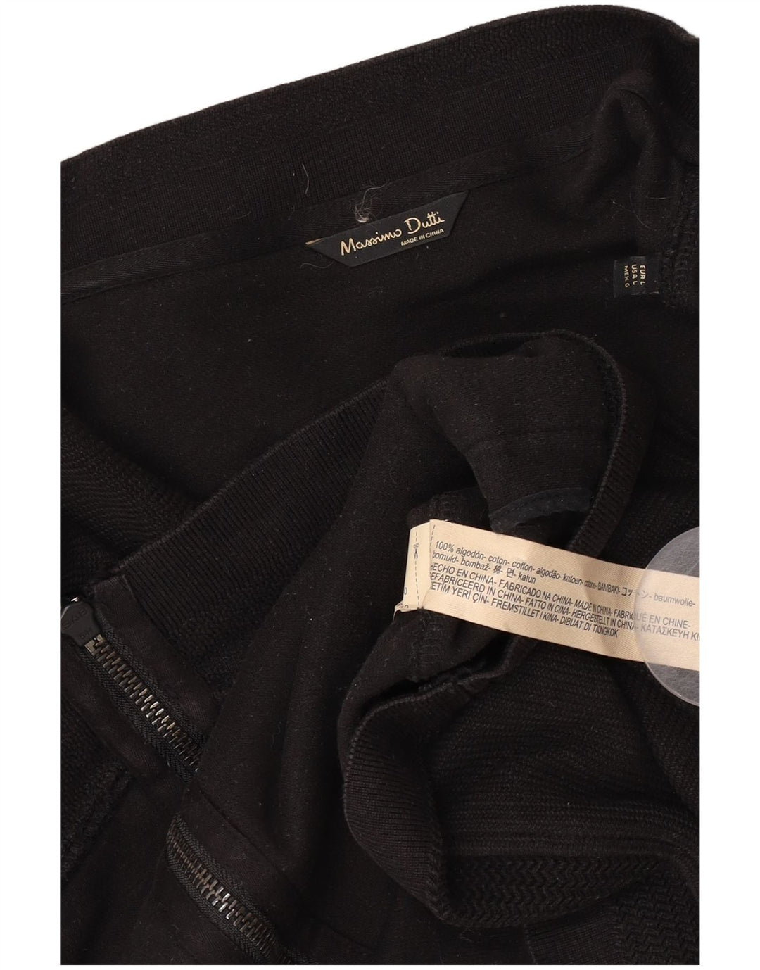 Massimo Dutti Jersey Cárdigan Hombre Large Negro Algodón