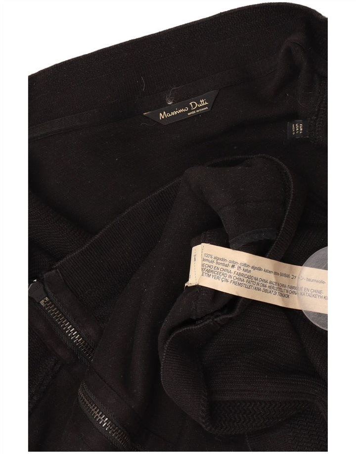 Massimo Dutti Jersey Cárdigan Hombre Large Negro Algodón