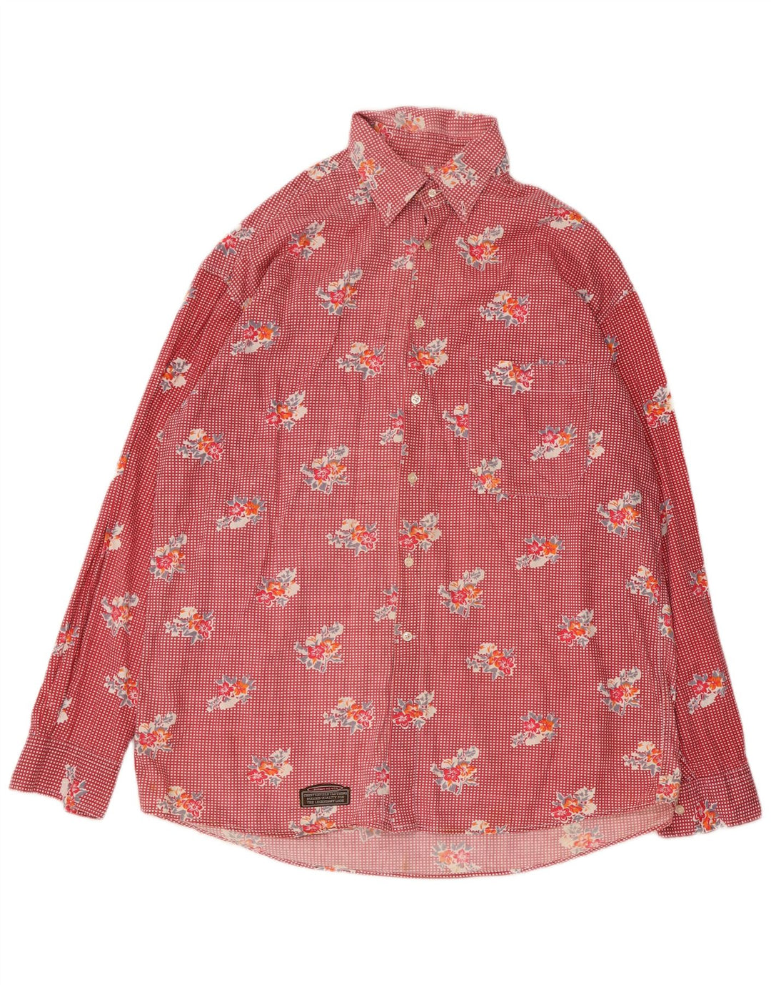 Camisa Chesterfield para hombre XL Algodón floral rojo