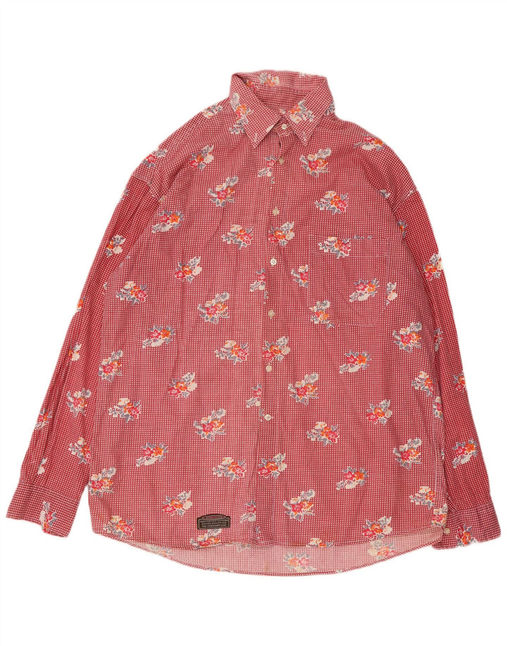 Camisa Chesterfield para hombre XL Algodón floral rojo