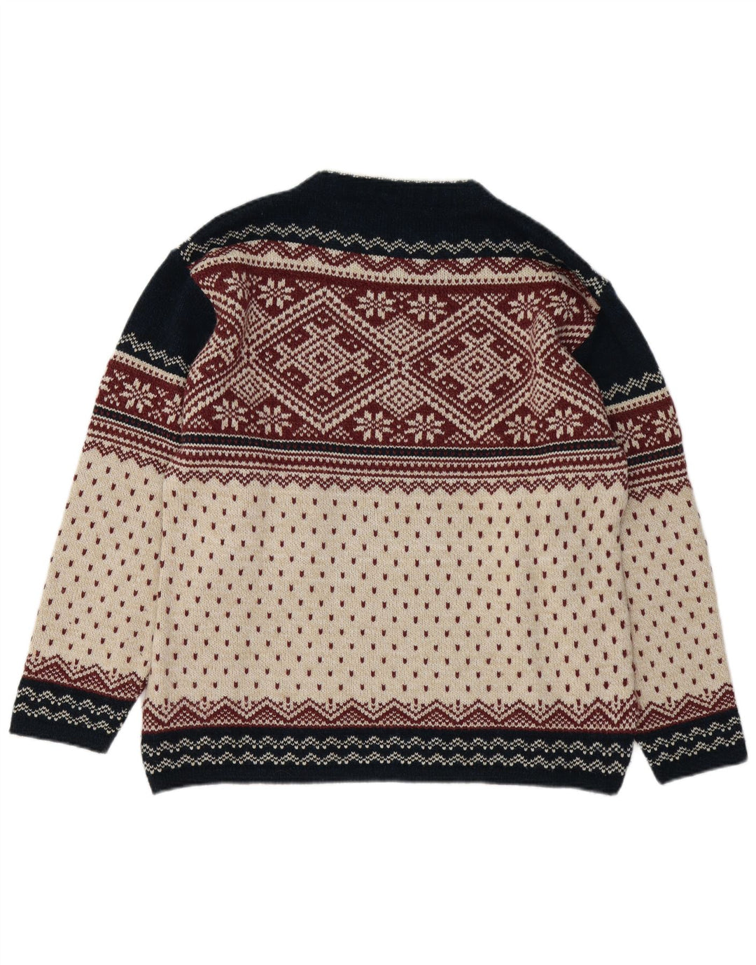 VINTAGE Hombres Crew Neck Jumper Suéter Pequeño Multicolor Fair Isle