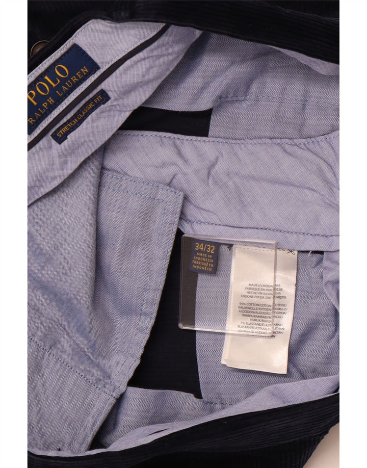 POLO RALPH LAUREN Pantalones de pana de corte clásico para hombre W34 L32 Azul marino