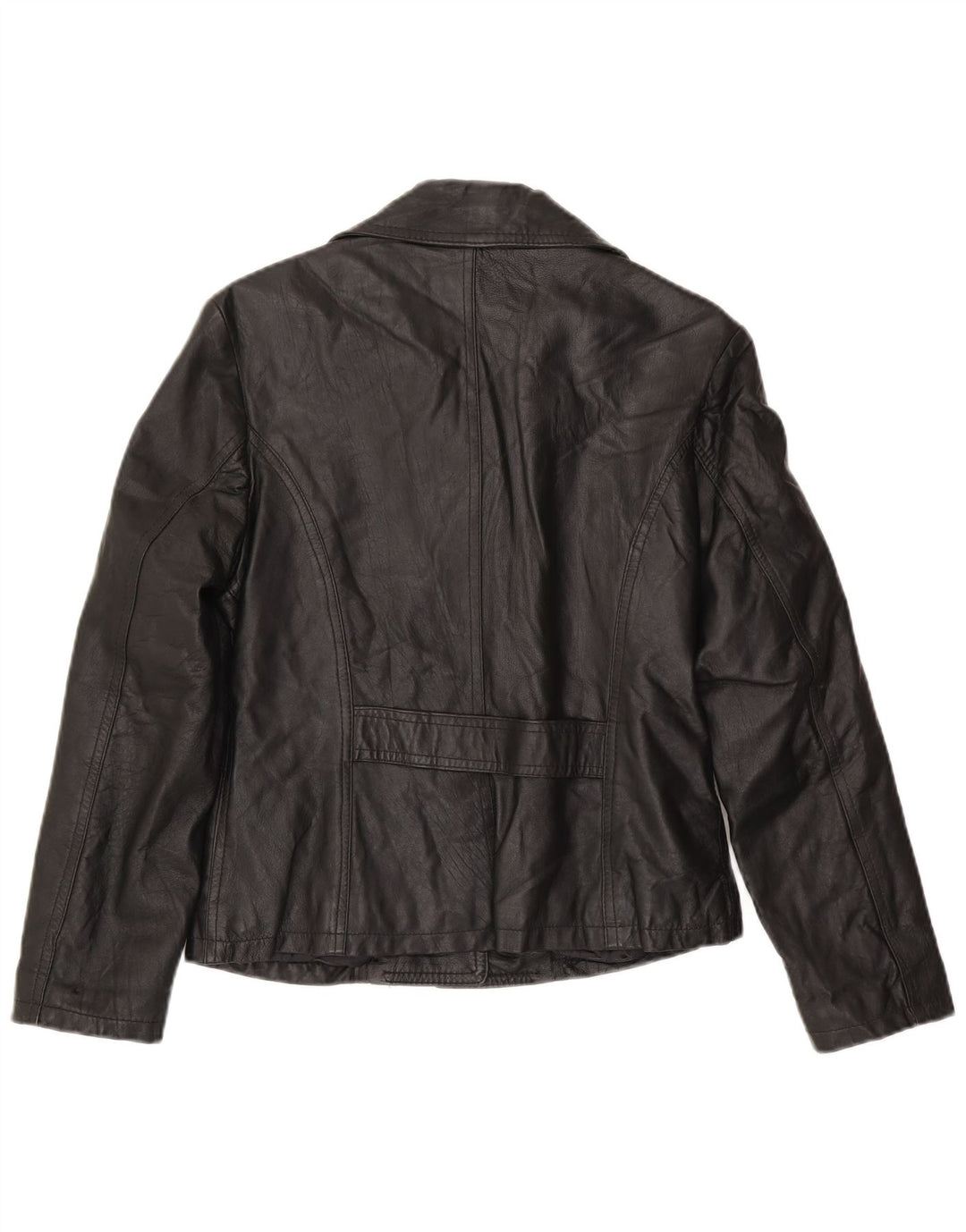 Vintage mujer 3 botones cuero Blazer chaqueta Reino Unido 14 grande negro