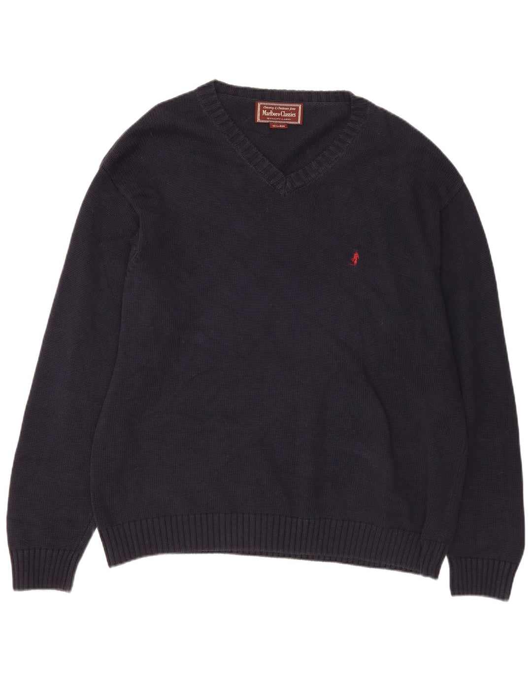 Marlboro Classics - Jersey con cuello en V para hombre, talla 2XL, azul marino