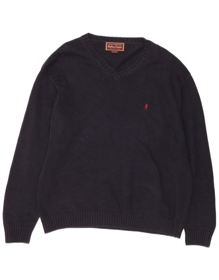 Marlboro Classics - Jersey con cuello en V para hombre, talla 2XL, azul marino