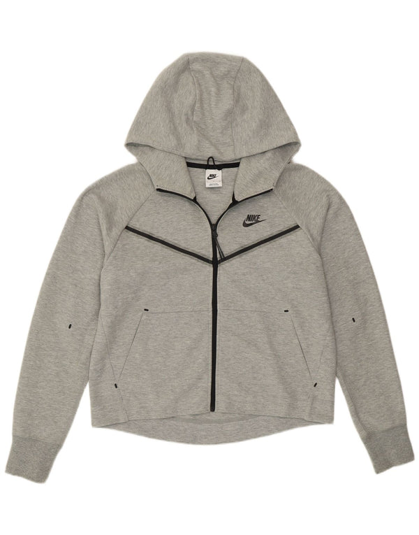 Nike Sudadera con capucha de gran tamaño con cremallera para mujer Reino Unido 10 Pequeño algodón moteado gris