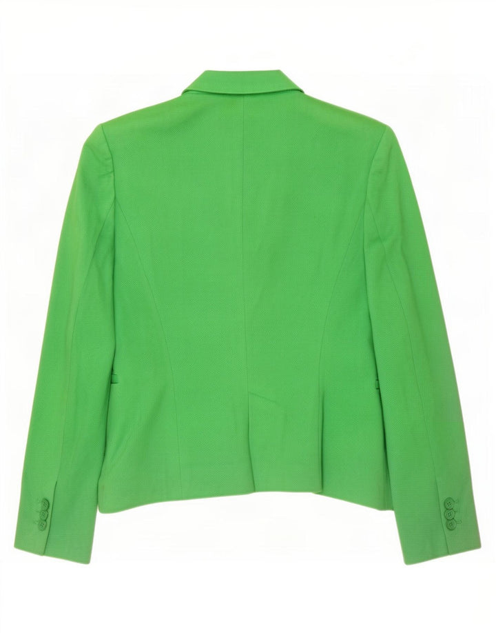 Zara Mujer Chaqueta Blazer De 1 Botón UK 10 Small Algodón Verde