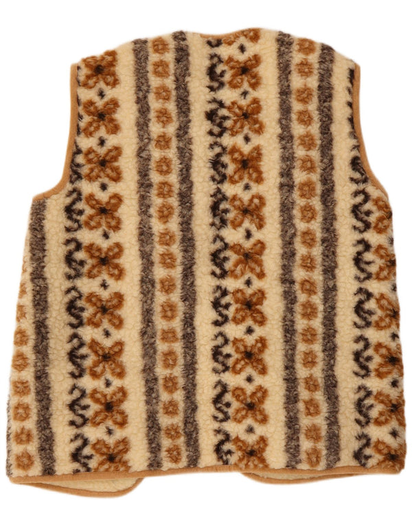 Vintage Mujer Gilet IT 54 3XL Beige Floral Lana