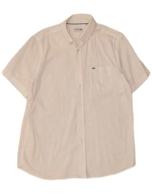 Camisa Lacoste Hombre Manga Corta Classic Fit Talla 17 XL Algodón Blanco