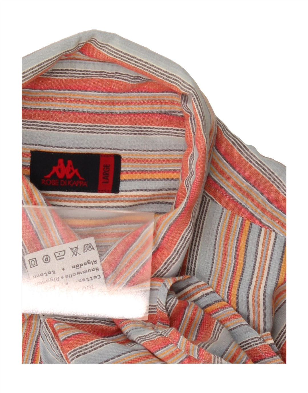 KAPPA Mens Short Sleeve Shirt Large Multicoloured Striped Cotton Vintage Kappa and Second-Hand Kappa from Messina Hembry 