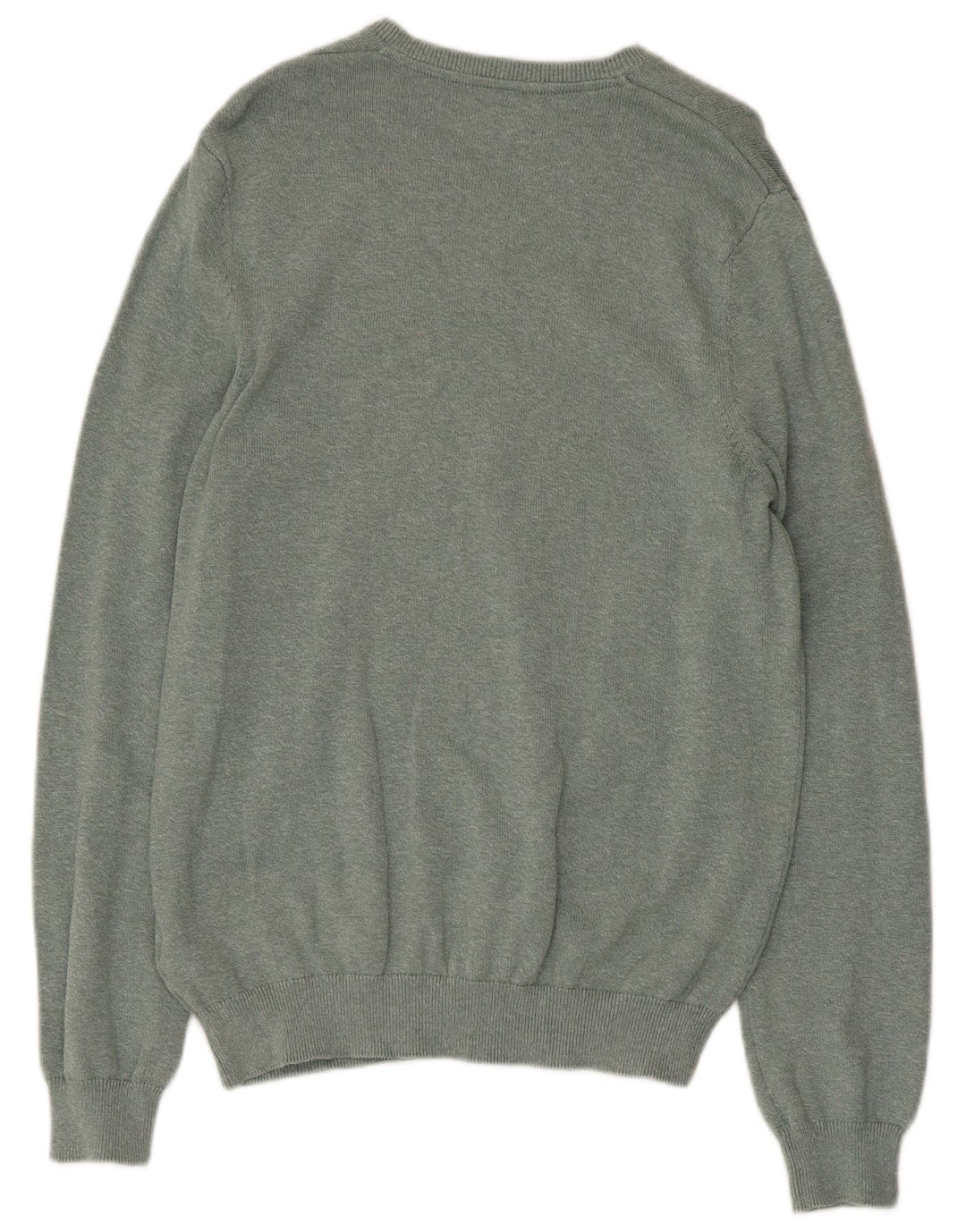 MARKS & SPENCER Jersey con cuello en V para hombre de algodón moteado verde medio