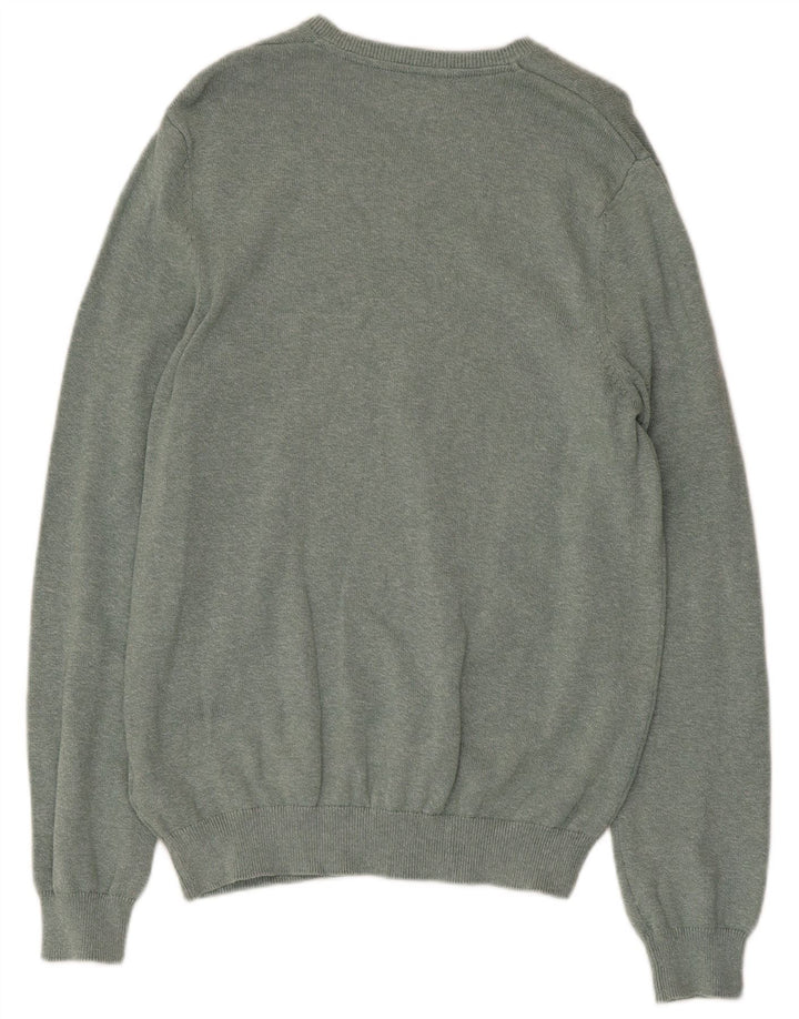 MARKS & SPENCER Jersey con cuello en V para hombre de algodón moteado verde medio