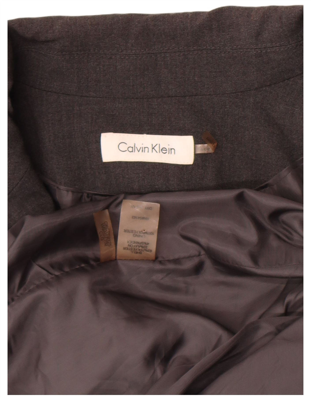 Calvin Klein Chaqueta tipo blazer con 1 botón para mujer UK 20 2XL Poliéster gris
