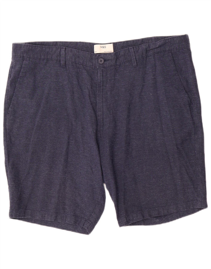 Marks & Spencer Pantalones cortos chinos para hombre W42 2XL Lino azul