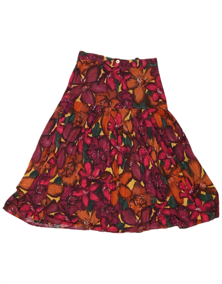 Vintage mujer A-Line falda IT 42 Medio W26 Multicolor Floral