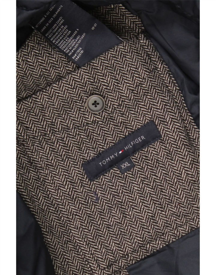 Tommy Hilfiger Chaqueta acolchada para hombre UK 44 2XL Lana gris en espiga