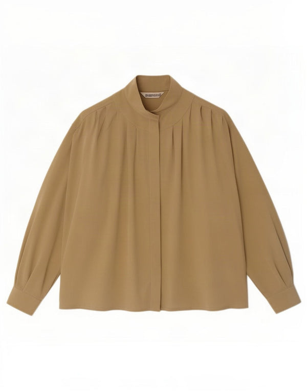 Pancaldi & B Blusa Camisa Mujer UK 40 XL Seda Beige
