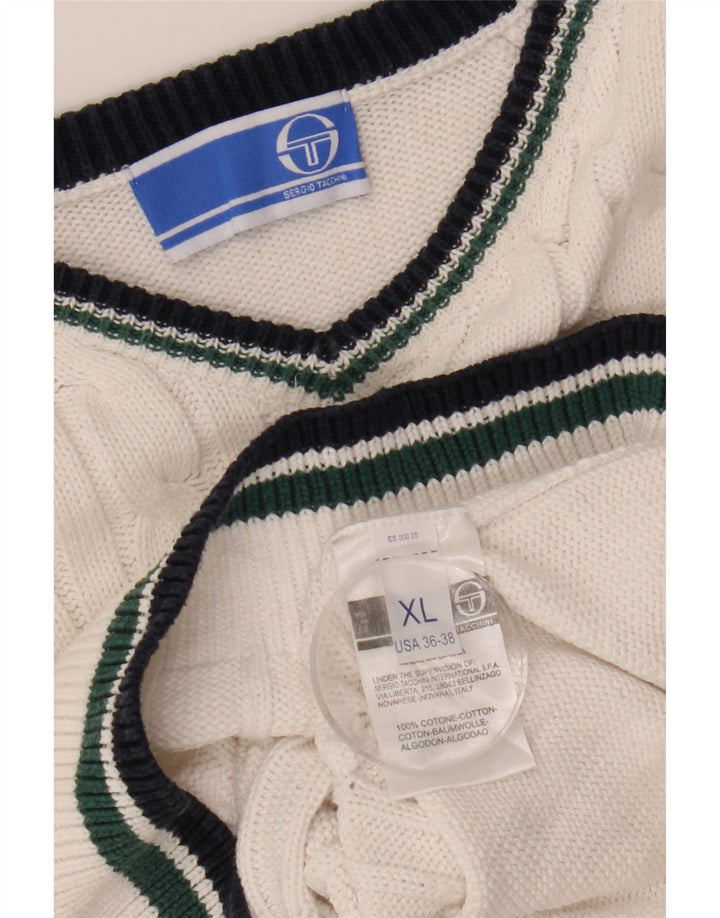 Sergio Tacchini Jersey con Cuello en V para Hombre XL Blanco Algodón