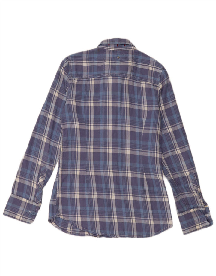 SUPERDRY Camisa de franela para mujer UK 6 XS Algodón a cuadros azul