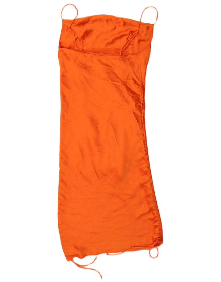Zara Vestido lencero para mujer UK 8 Small Naranja Poliéster
