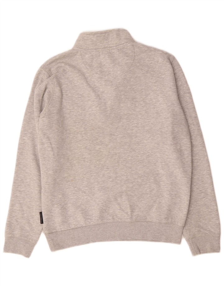 French Connection Sudadera con cuello y cremallera para hombre Jersey tipo jersey gris medio moteado
